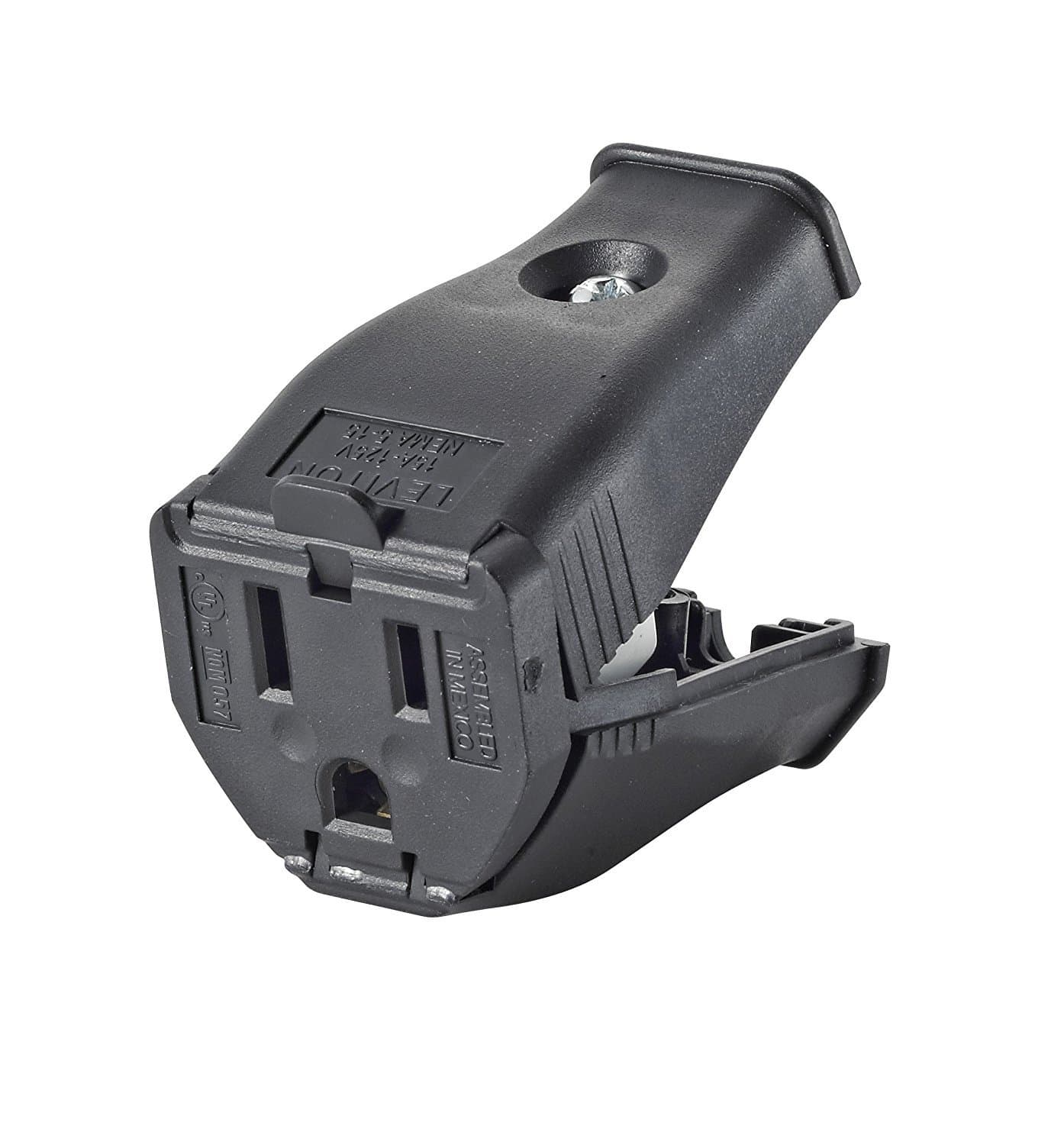 Leviton 000-3W102-00E 2 Pole 3 Wire Black Grounding Cord Outlet