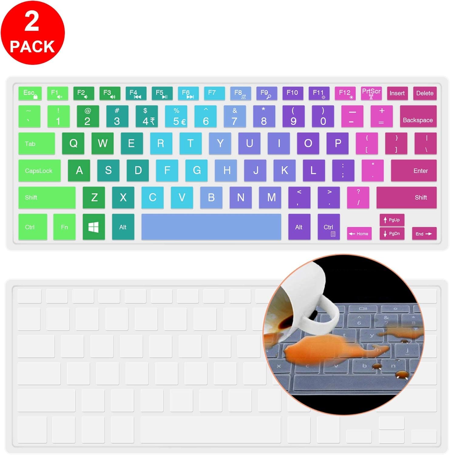 Keyboard Cover Skin for Dell Inspiron 13 5000 13.3 Laptop,Dell Inspiron i5368 i5378 i5379,Dell Inspiron 7373 7375 7368 i7368 7378 i7378,15.6" Dell Inspiron i5568 i5578 5579 7573 7569 (Rainbow)
