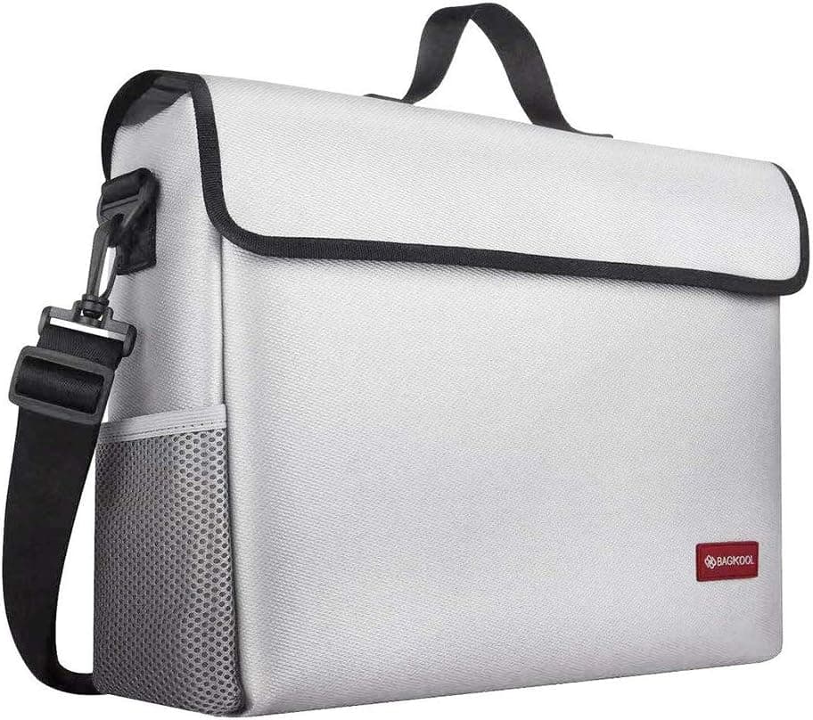 Fireproof Document Bags, Waterproof and Fireproof File Bag with Silicone Fiberglass Coated Layer Truly Fireproof Safe Bag for Cash, Jewelry, Passport and Valuables, Silver