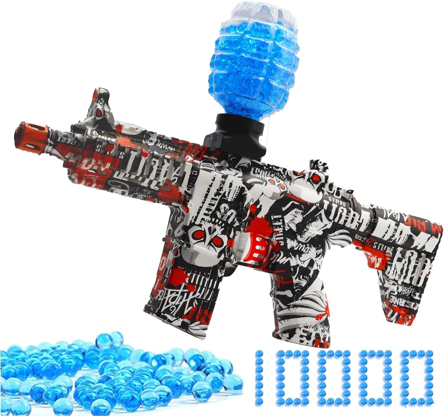 Splatter Ball Blaster Automatic, Electric Gel Ball Blaster, with 10000+ Water Beads, for Shooting Team Game, Ages 12+ and Above (M416-W)