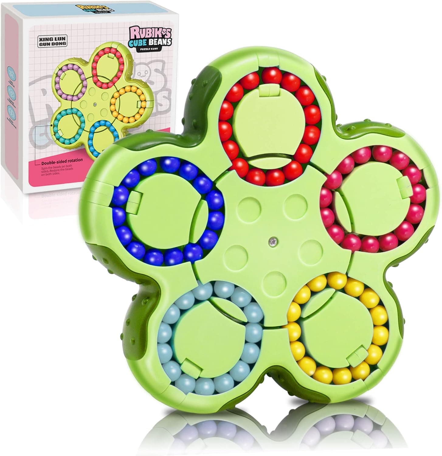 scientree Rotating Magic Bean Toys - Fingertip Fidgeted Toys - Decompression Puzzle Cubes for Children, Teens, Adults Green green 633-117B