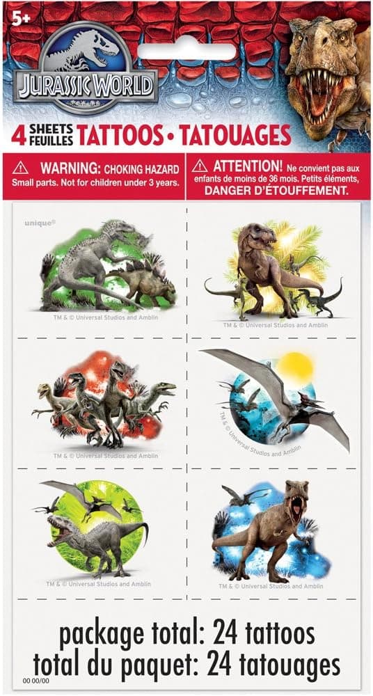 Jurassic World Temporary Tattoos, 24ct