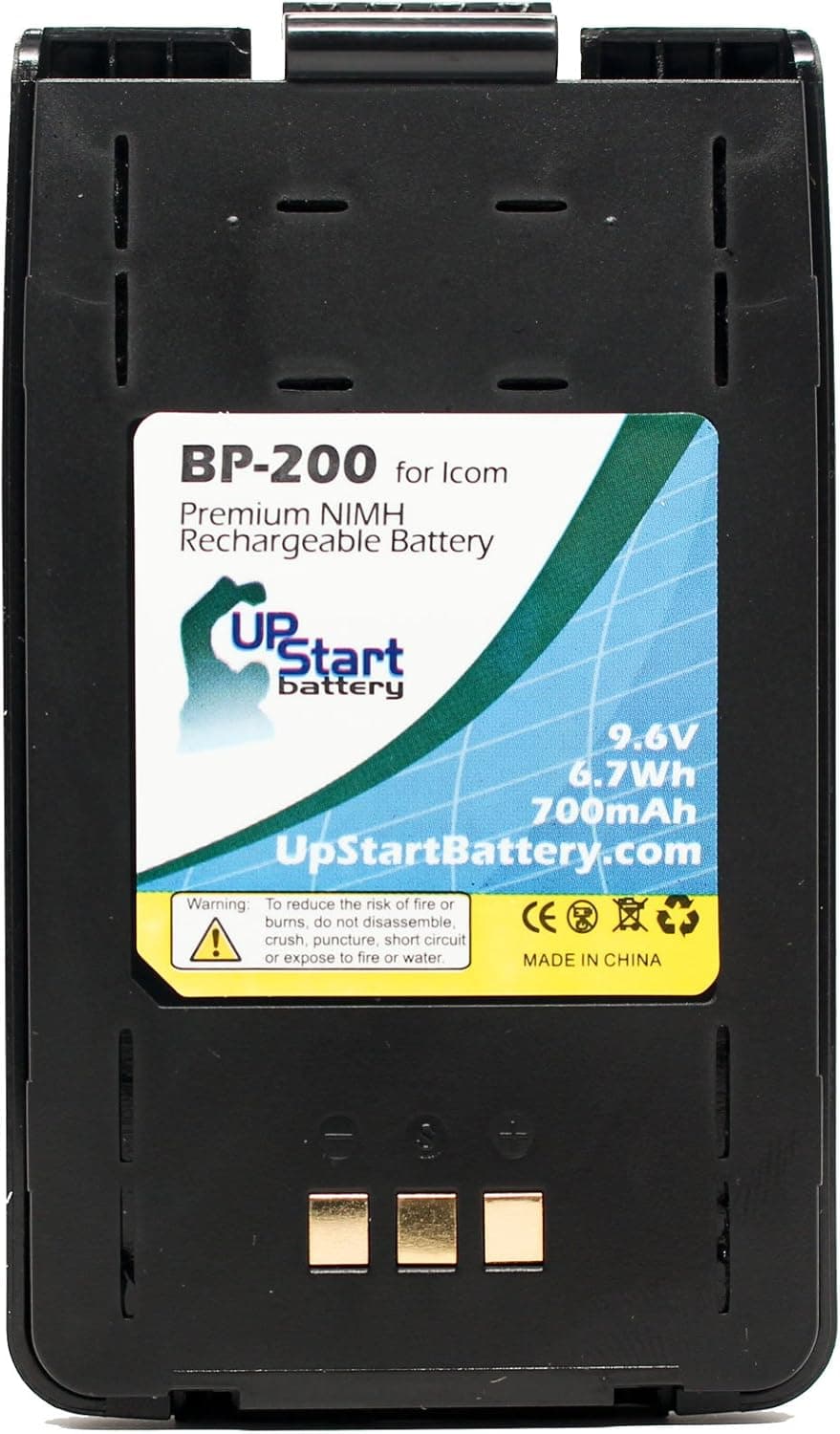 Icom BP-200 Battery Replacement with Clip - Compatible with IC-A5, IC-A23, IC-T81A, IC-T8A, BP-200L, IC-T81E, IC-T81, IC-T8E, IC-T8, IC-T81HP, IC-T81H, IC-T8HP Two-Way Radios (700mAh, 9.6V, NI-MH)