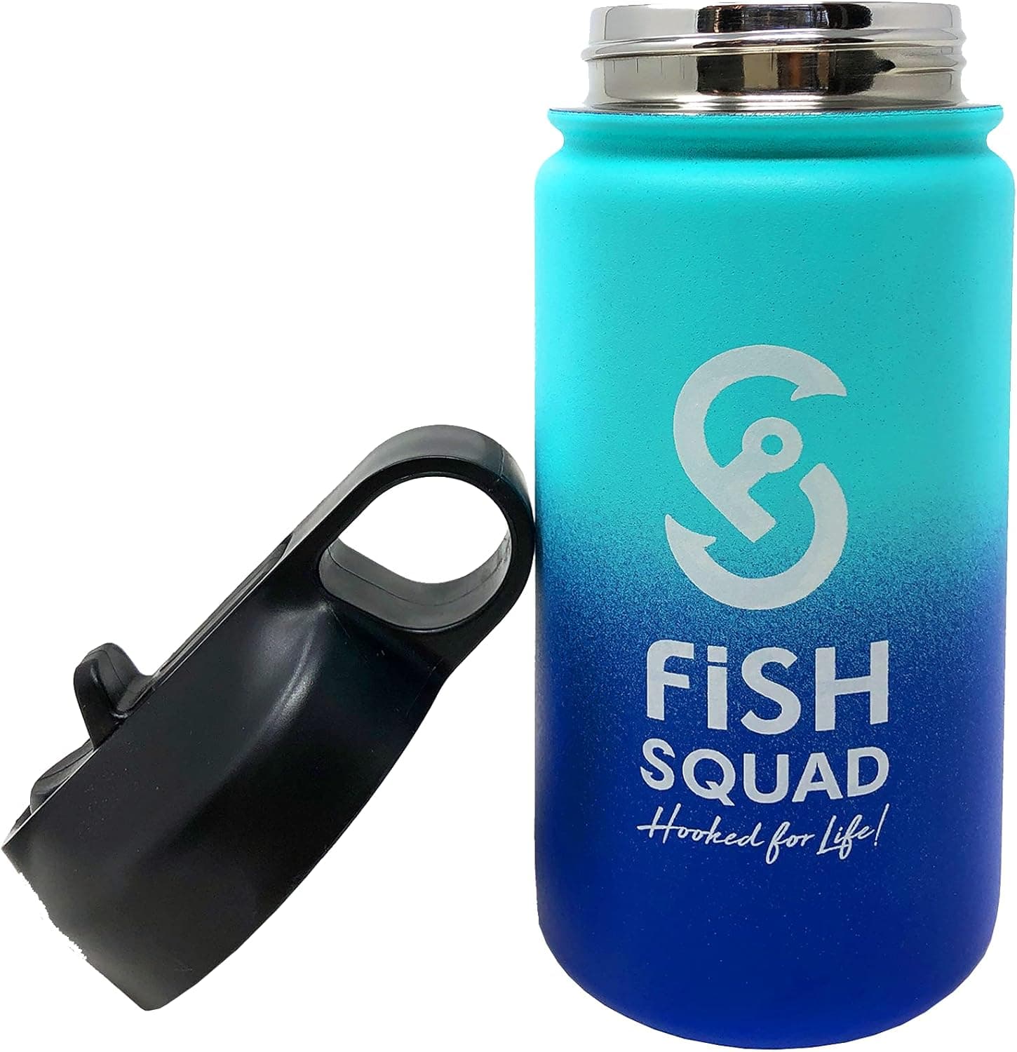 Fish Squad Stainless Steel Water Bottle for Kids - Insulated Thermos Keeps Drinks Cold or Hot - Spill & Sweat Proof Design