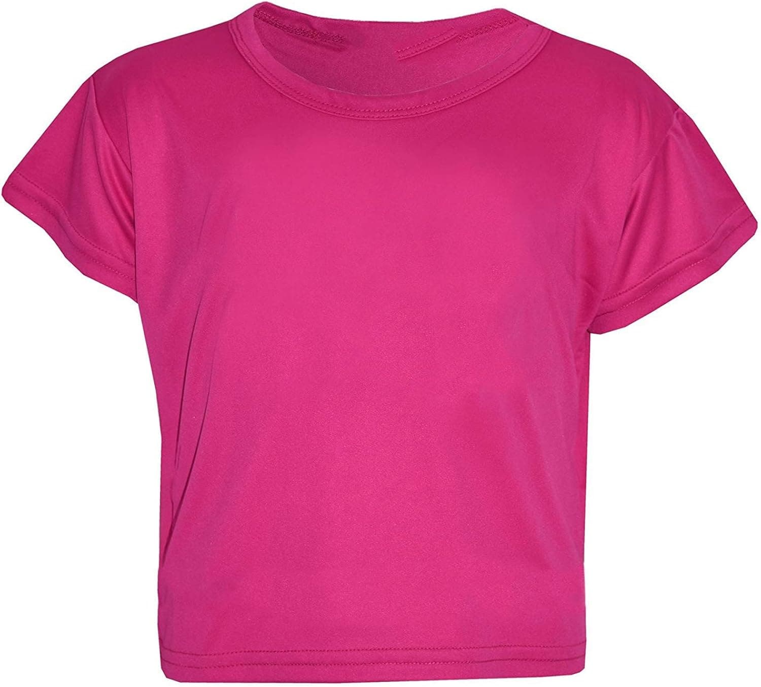 Loxdonz Girls Basic Dance Crop Top Kids Plain Short Sleeve Crop T-Shirt Tees Top