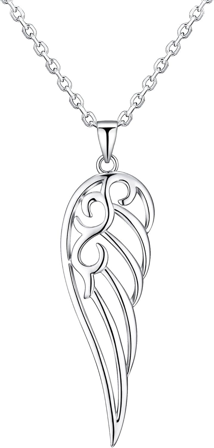 Angel Wing Design Sterling Silver Filigree Pendant With Length Adjustable Diamond Cut Anchor Chain Necklace - New Arrival