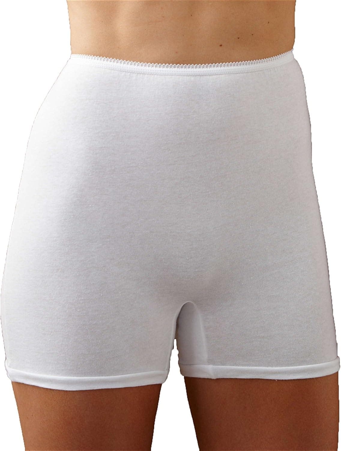 National Cotton Straight Leg Panty, White, 10, 6-pk