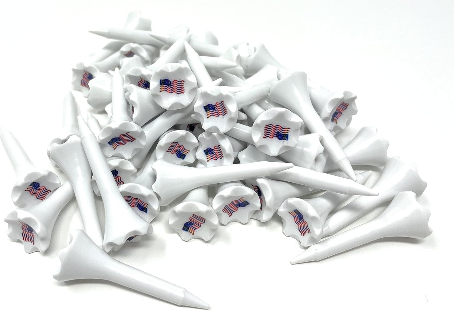 NorthPointe 1 ½” Plastic Golf Tees – Short Tees for Irons, Par Threes, Hybrids, and Driving Range - Pack of 50 or 100 Bulk in High Visibility White Durable Plastic