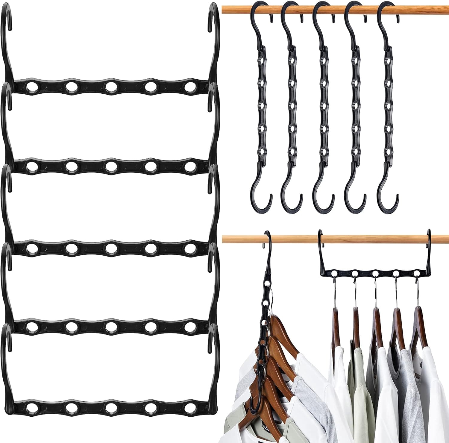 JDGOU Hangers Space Saving -20 Pack- Closet Organizers and Storage,Hanger Organizer Sturdy Plastic Collapsible Hangers, College Dorm Room Essentials Organization