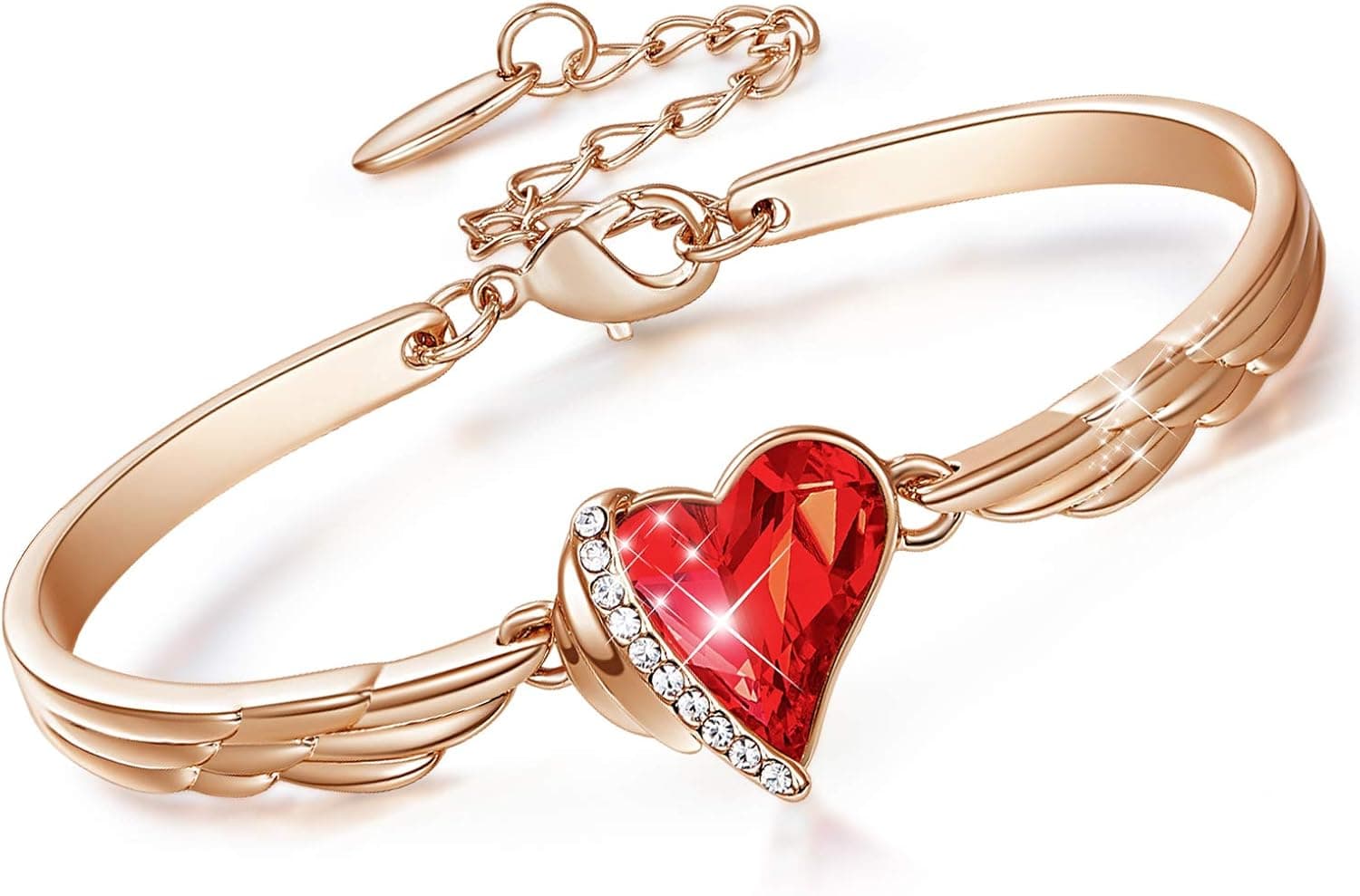CDE Sweet Heart Crown Bracelets for Girls Women, Heart Crystal Charm Bracelet, Christmas Valentine’s Day Gifts, Birthday Party Jewelry Gift for Daughter Granddaughter Niece Teen Girl