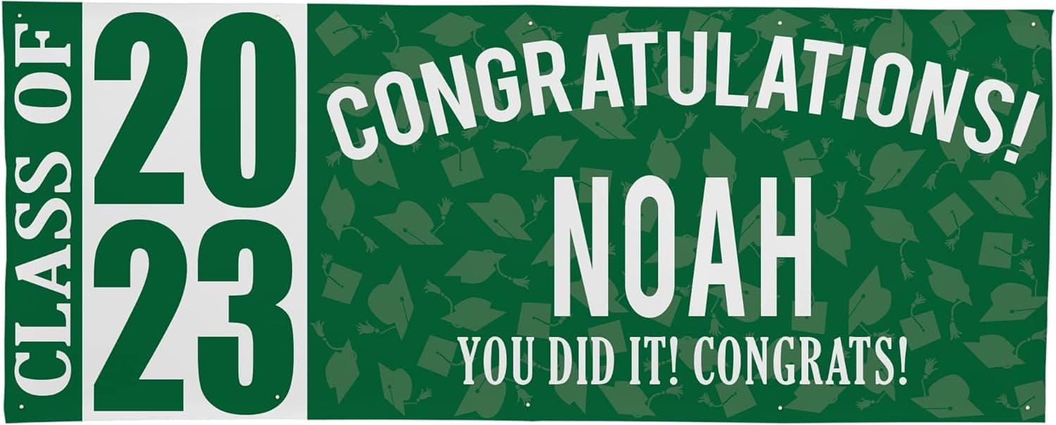 Let’s Make Memories Class of 2023 Graduation Banner - Green - Graduation Party Décor - 10 Feet
