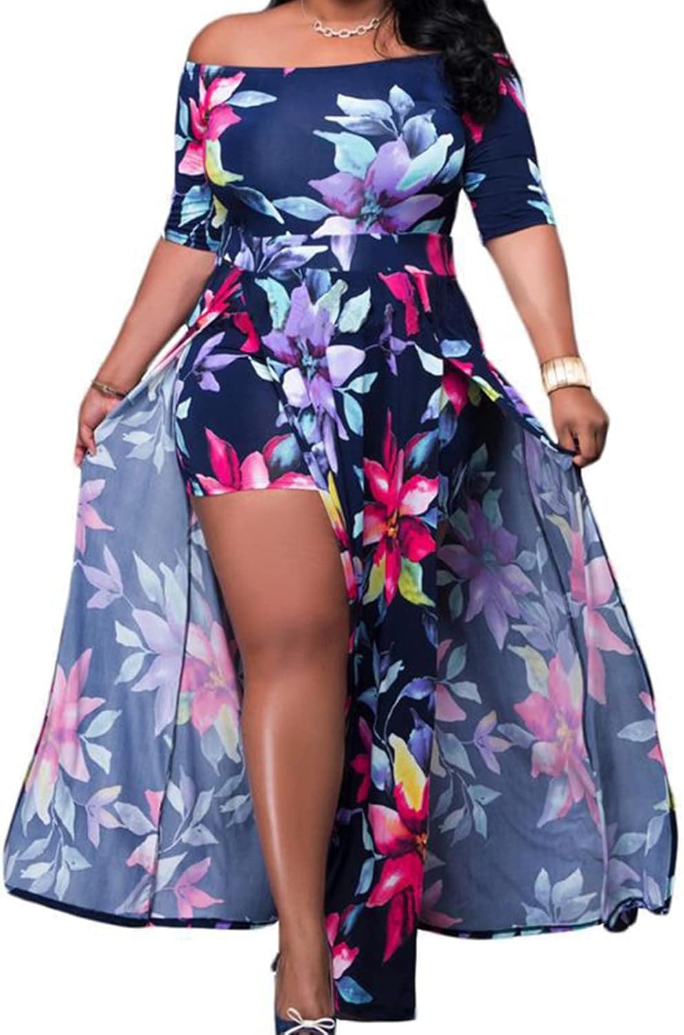 Romper Split Maxi Dress for Summer Party Beach S-5X