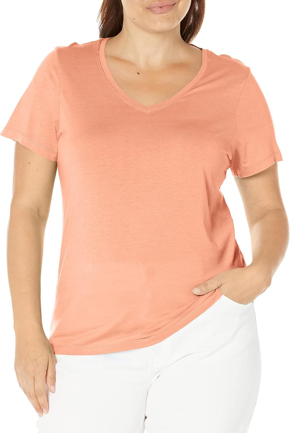 HUE Women's Short Sleeve V-Neck Sleep Tee Pajama Top