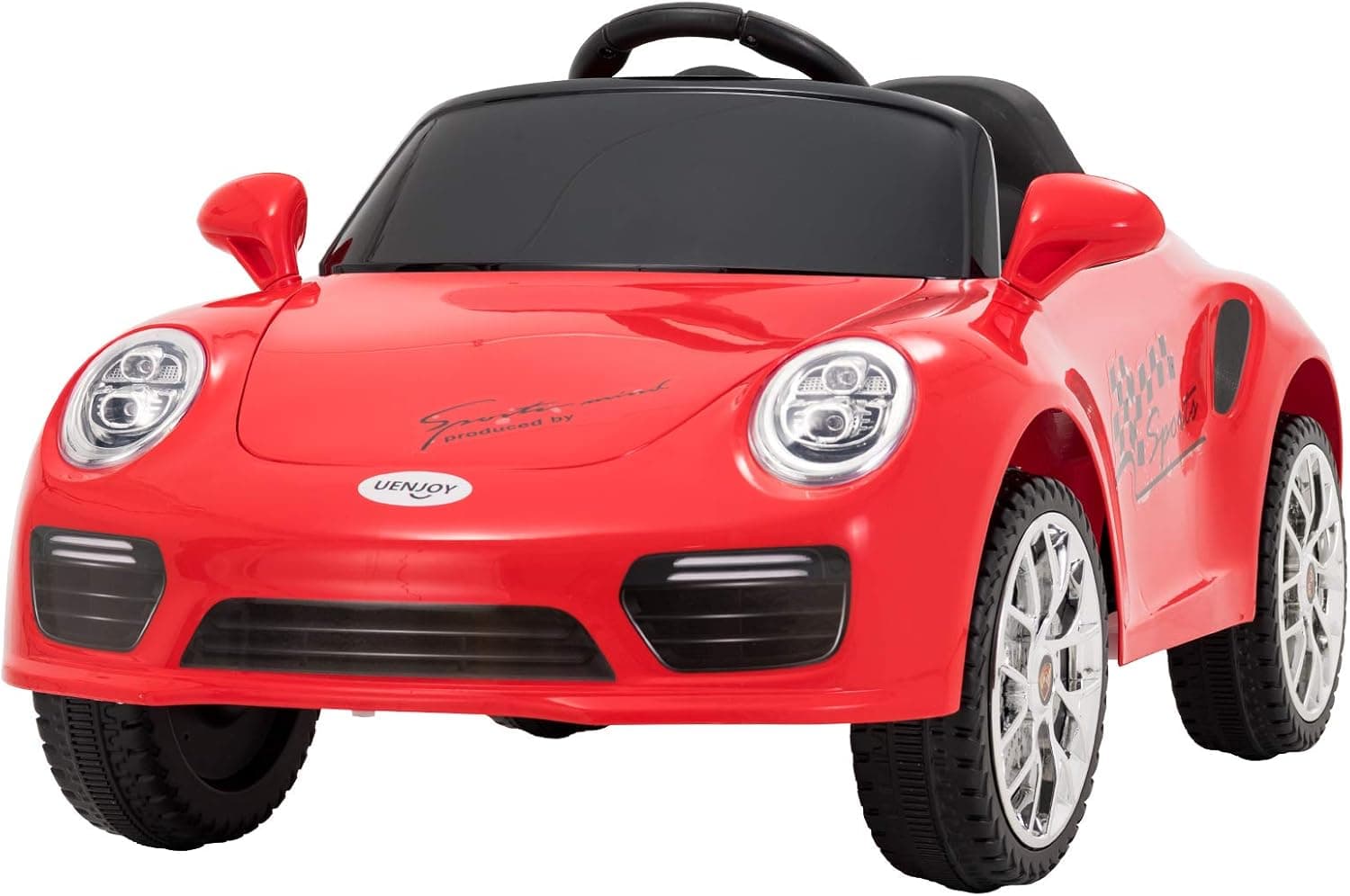 Uenjoy Kids Electric Ride on Cars 6v Battery Power Motorized Vehicles, Remote Control, Suspension, Music, Headlights, Horn, Red