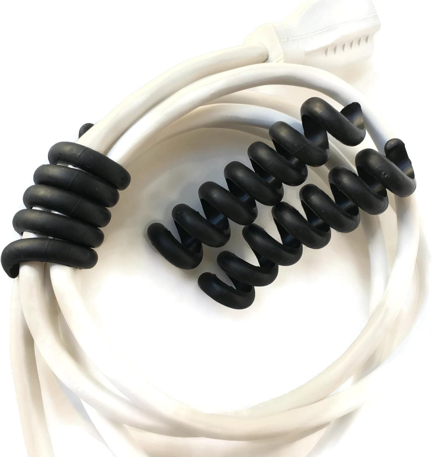 CordPiggy Cord Organizer– Wire Management for Computer, Appliances, Chargers, Headphones, Earbuds, Camera, TV, Audio, Gaming – Flexible Cord Keeper, Lightweight Spiral Holder (Large, Black) Set of 2
