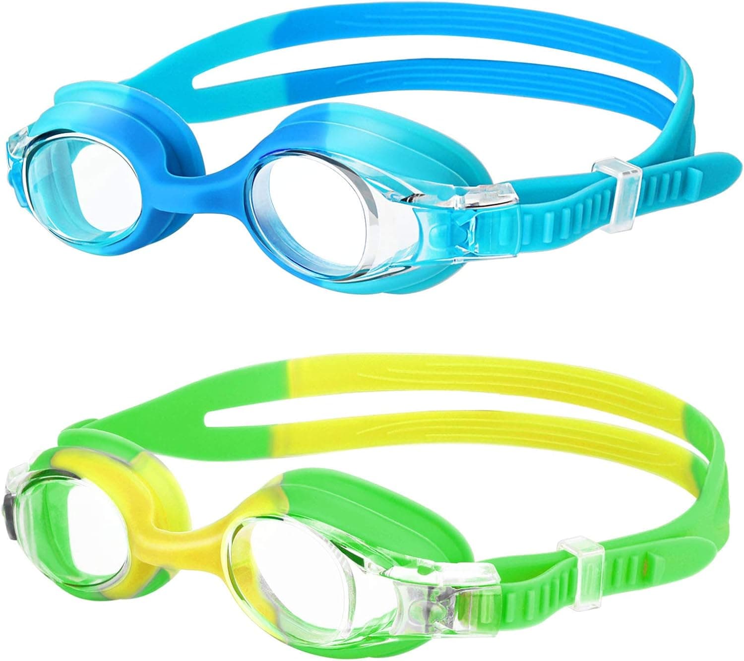 Kids Swim Goggles, 2 Pack Swimming Goggles No Leaking Anti Fog Kids Goggles for Boys Girls(Age 6-14)