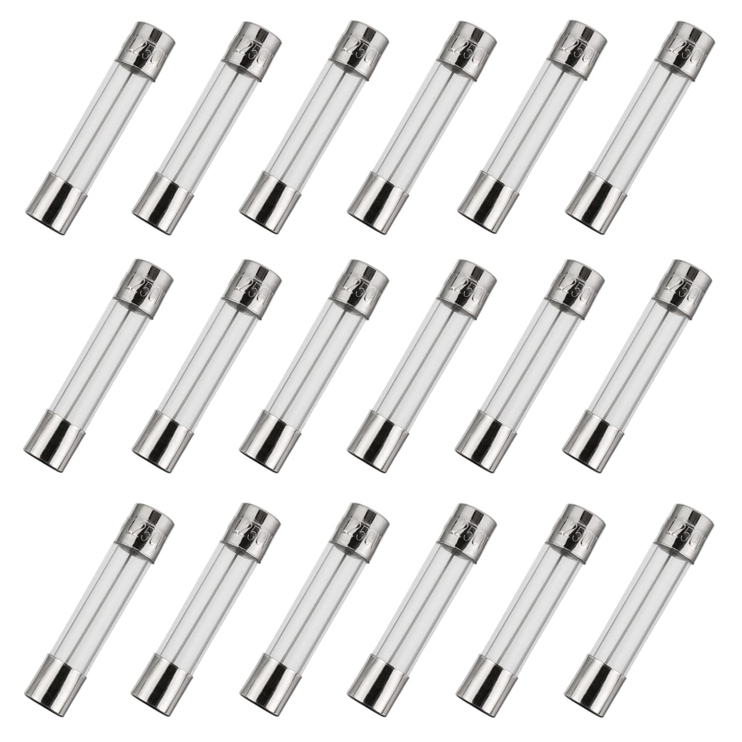 BOJACK 6x30mm 8 A 8 amp 250 V 0.24x1.18 Inch Volt F8AL250V Fast-Blow Glass Fuses(Pack of 18 Pcs)