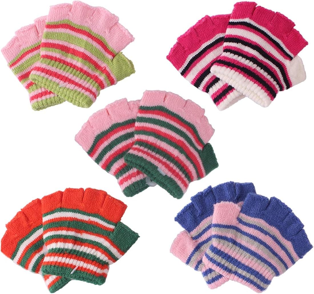 2/3Pairs Baby Toddler Kids Boy Girl Wool Winter Fall Spring Magic Fingerless Gloves