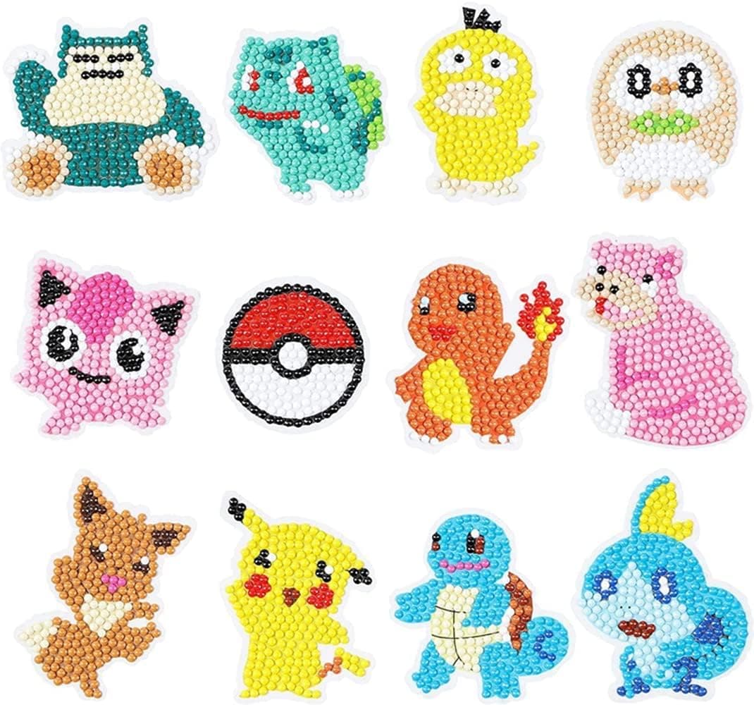 12PC 5D DIY Diamond Painting Stickers Kits for Kids Adult Beginners, Diamond Art Mosaic Stickers Fun DIY Arts Crafts Cute Animals Paint by Number Kits
