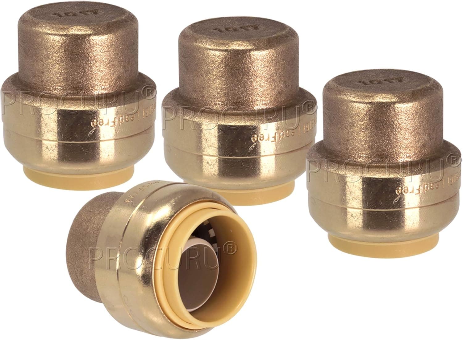 PROCURU 4-Pack 1/2-Inch PushFit End Cap, Push-to-Connect Brass Plumbing Fitting for Copper, PEX, CPVC, PE-RT Pipes (8X3012-4P)