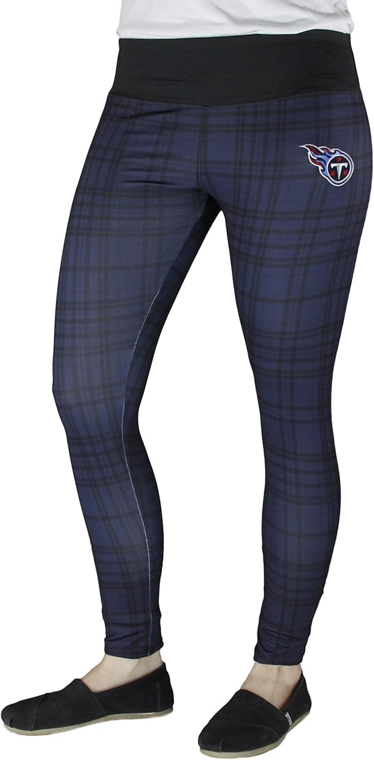 Tennessee Titans NFL Juniors Women's Plaid Leggings - Navy Blue