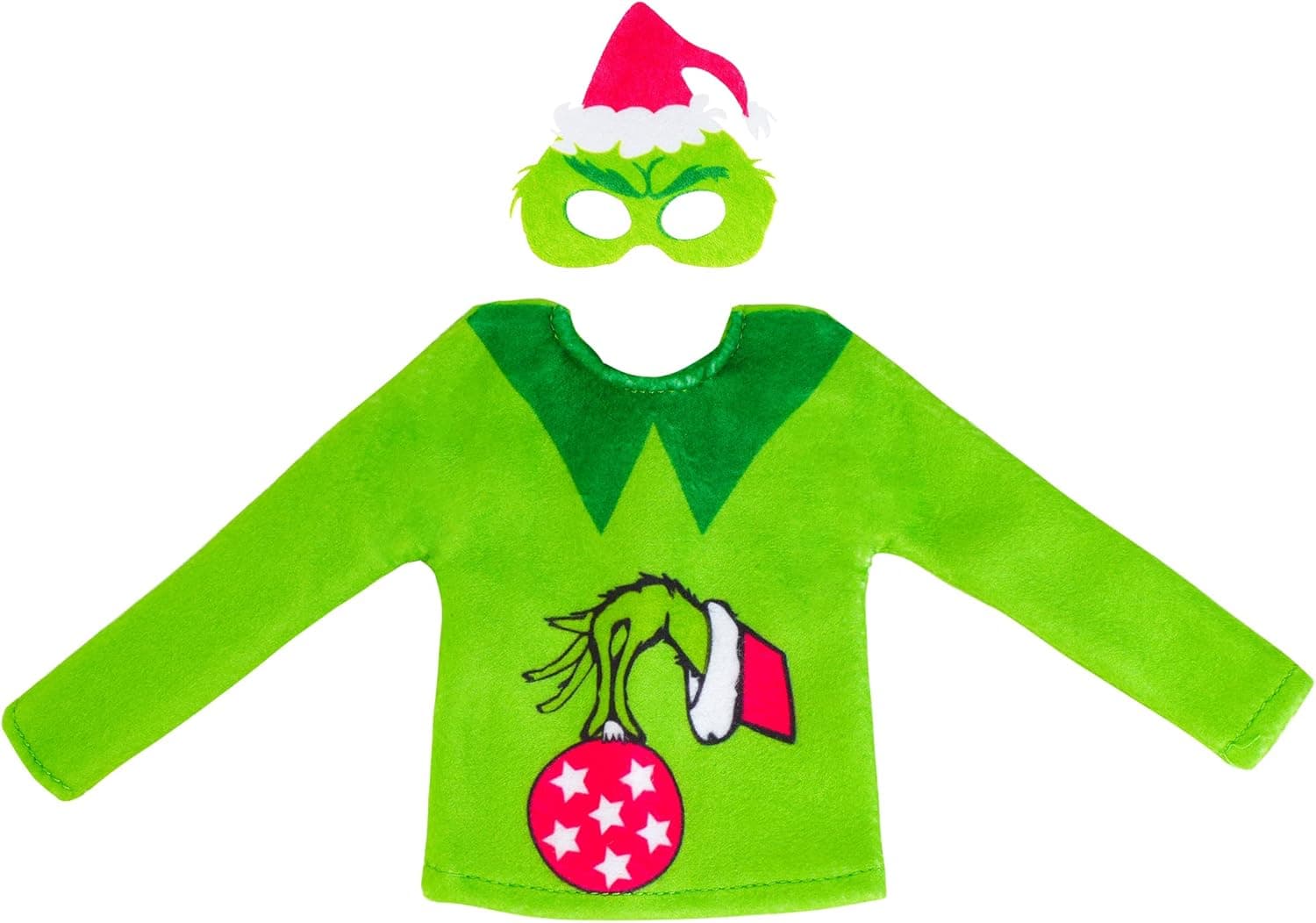 Christmas Elf Doll Clothes Accessories Xmas Green Clothes Eye Mask Christmas Decoration Accessory for Elf Doll Decor Present for Kids