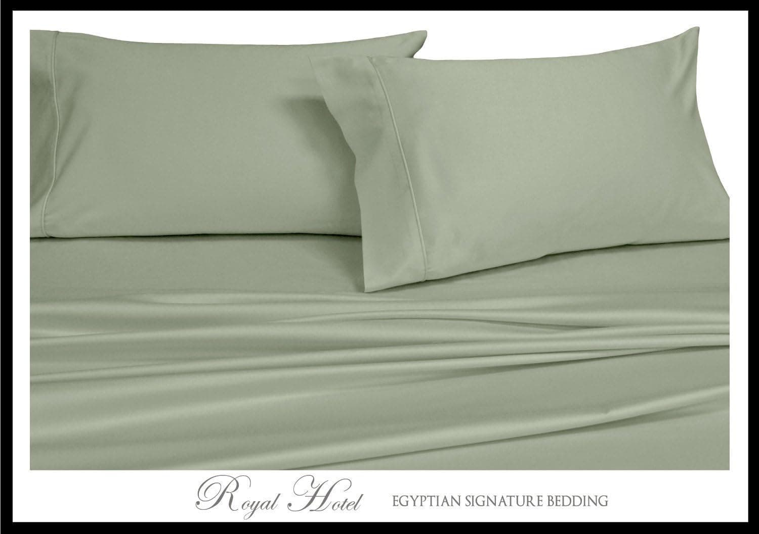 Queen Size Sheets (Solid Sage), 4PC Bed Sheet Set, 100% Cotton, 300 Thread Count, Sateen Solid, Deep Pocket, by Royal Bedding