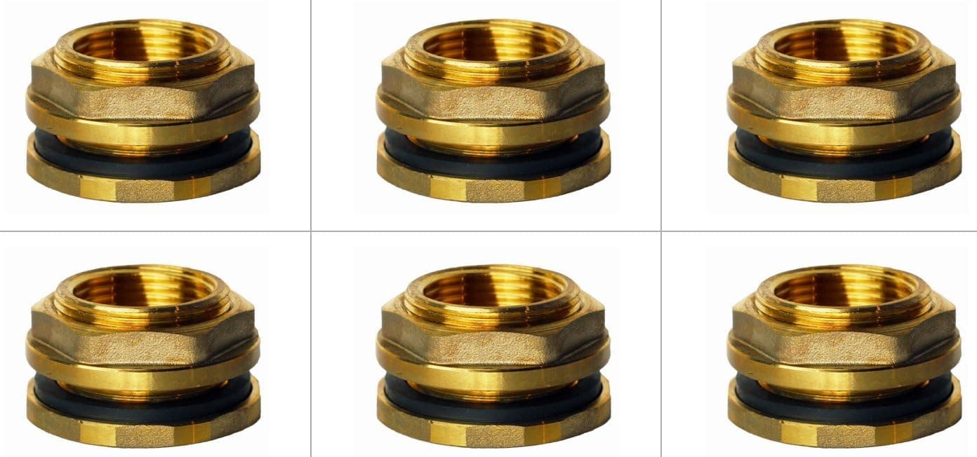 RAINPAL F075LFLH Brass 3/4" Female Bulkhead Fitting (6)