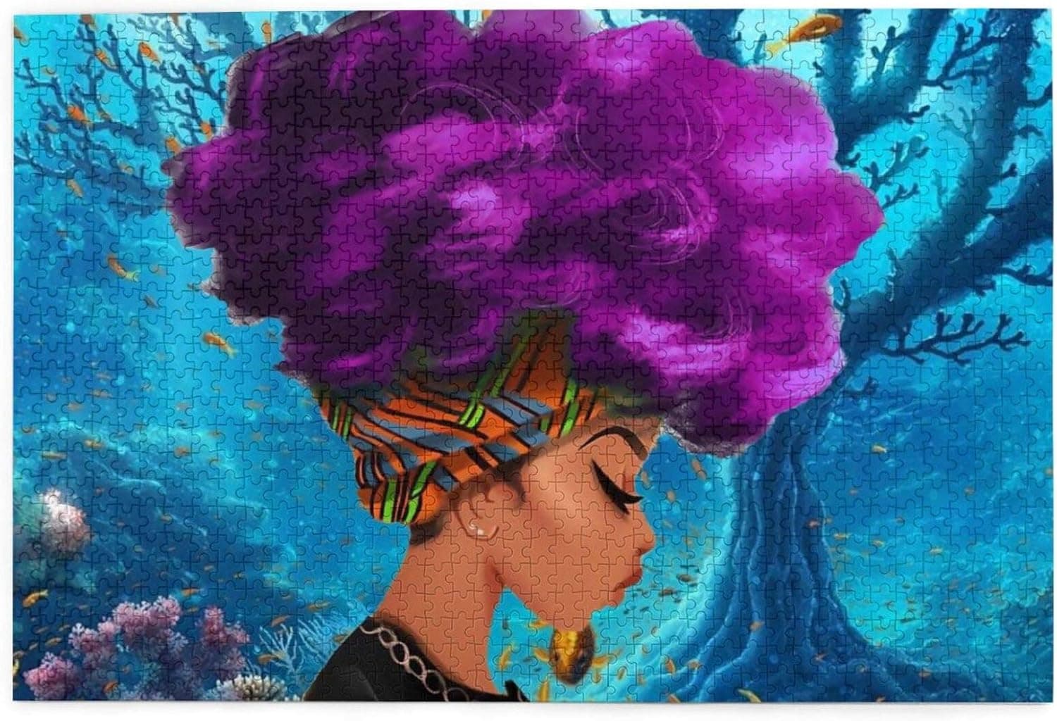 1000 Pieces African Girl Jigsaw Puzzle,Fun Educational Toy for Kids Ages 12,Teens & Families.Educational Games Home Decoration Puzzle,Size 29.5” X 19.7”