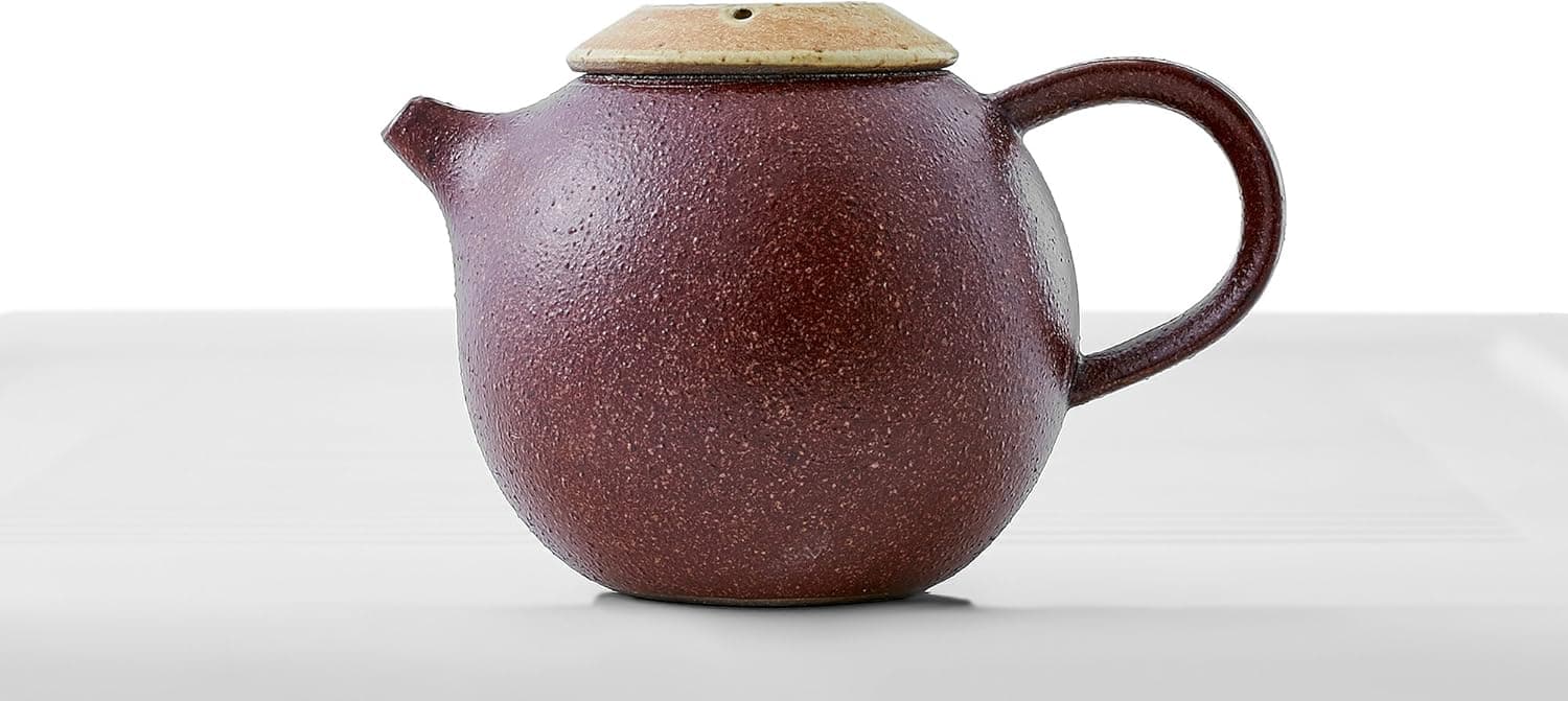 Henan Ceramic Teapot Lid Handle Clay Teapot Speckled Glaze Chinese Teaware Teapot (maroon, sandy)