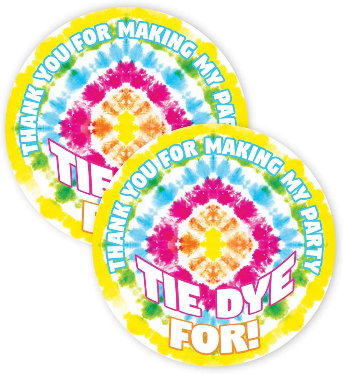 Tie Dye Party Favor Stickers 40 count - Tie Dye Party Supplies - Tie Dye Party Decorations - Rainbow Party Supplies - Rainbow Party Decorations - 40 Stickers