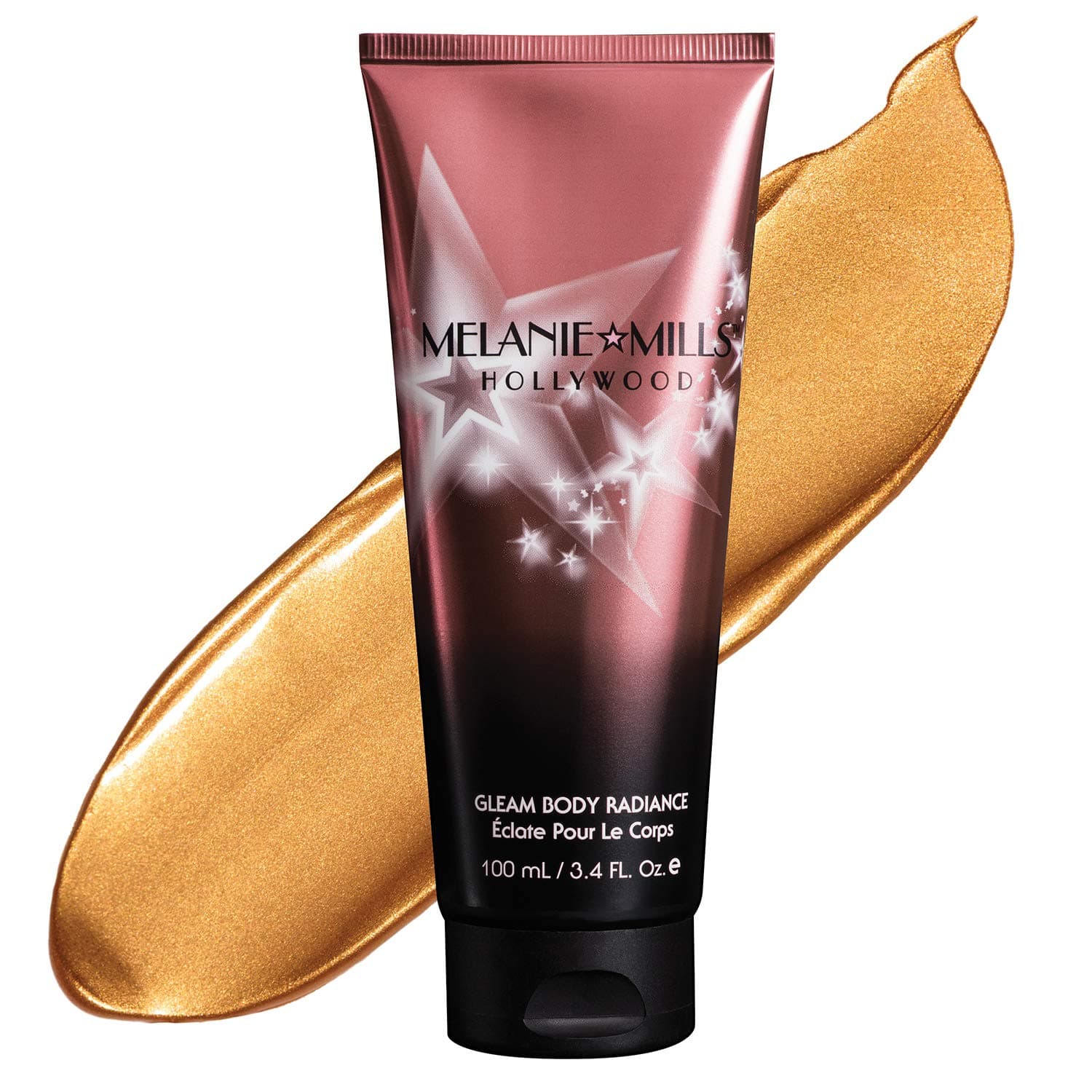 Melanie Mills Hollywood Gleam Body Radiance All In One Makeup, Moisturizer & Glow For Face & Body - Rose Gold, 3.4 fl.oz.