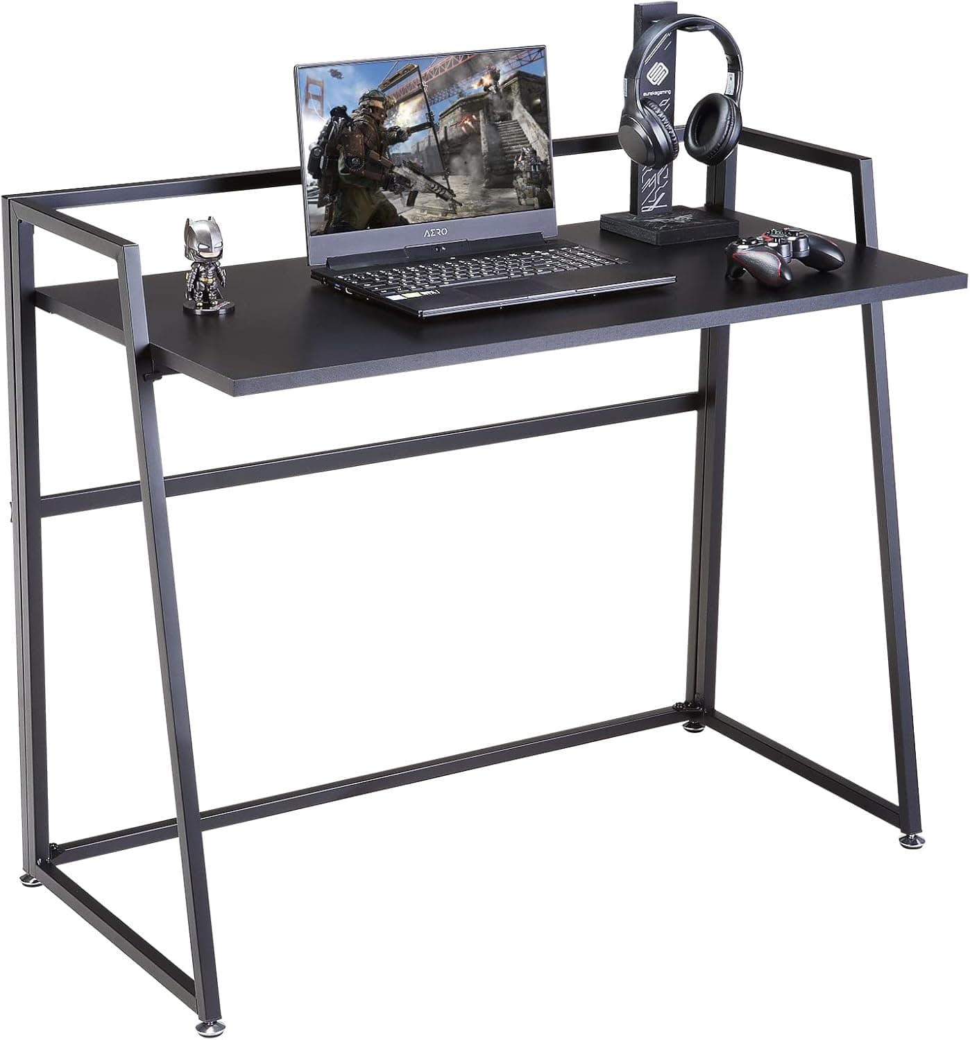 It's_Organized Folding Computer Desk, 41 inch No Assembly Desk Modern Simple Study Desk Industrial Style Foldable Laptop Table for Home Office Notebook Desk,Black