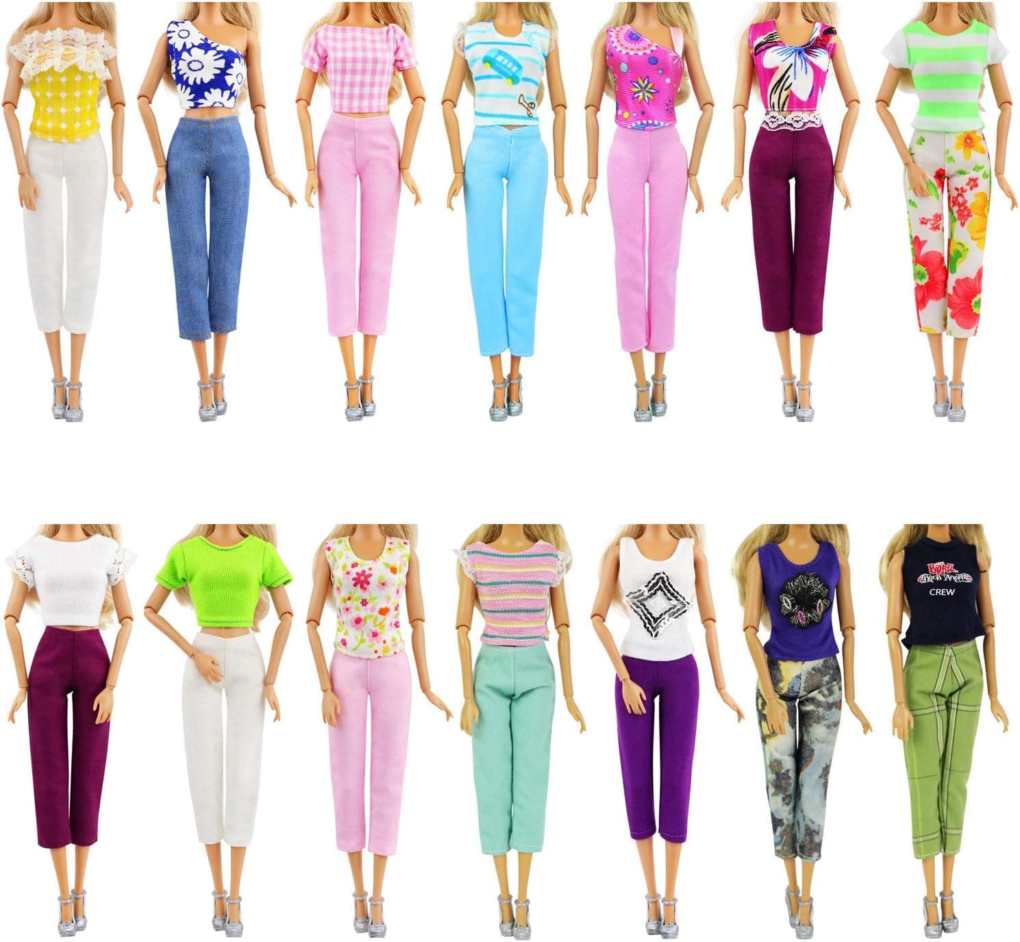 ZITA ELEMENT 5 Sets 11.5 Inch Girl Doll Casual Wear Clothes Outfits for 11.5 Inch Girl Doll Clothes Set Clothing - 5 Shirts and 5 Pants…