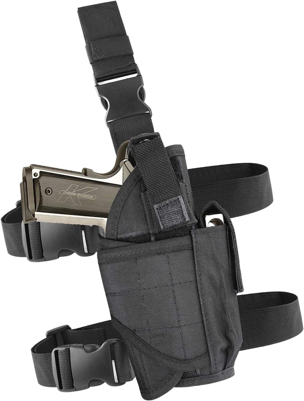VTOSEN Drop Leg Holster, Molle Tactical Pistol Thigh Gun Holster, Tactical Leg Holster, Airsoft Gun Drop Thigh Holster, Left & Right Hand Adjustable, Black, Khaki-(Right)