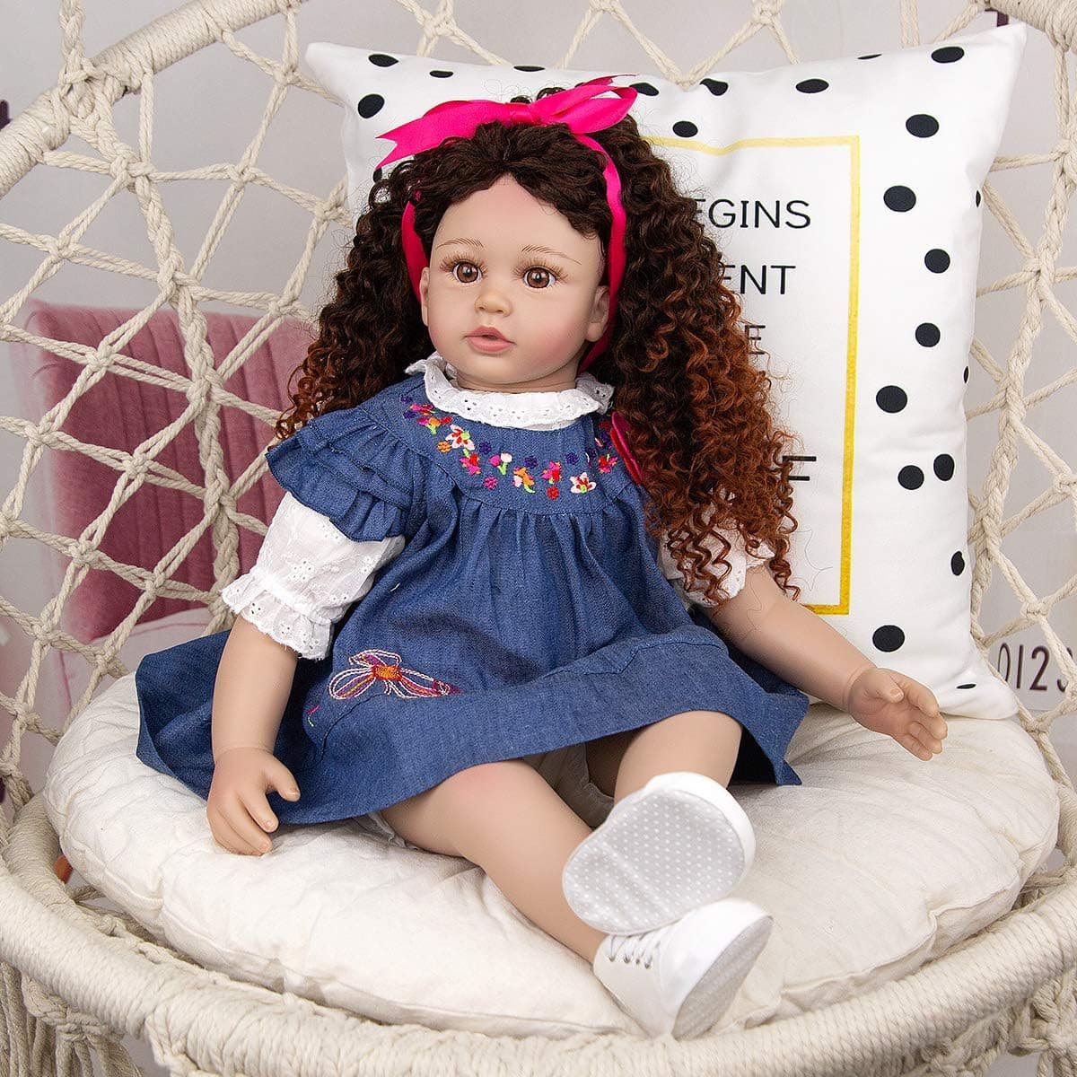 KEIUMI 60 cm Reborn Baby Toddler Dolls Real Looking 24 Inch Cloth Body Newborn Babies Doll for Girl Kids Xmas Gift… (Brown)