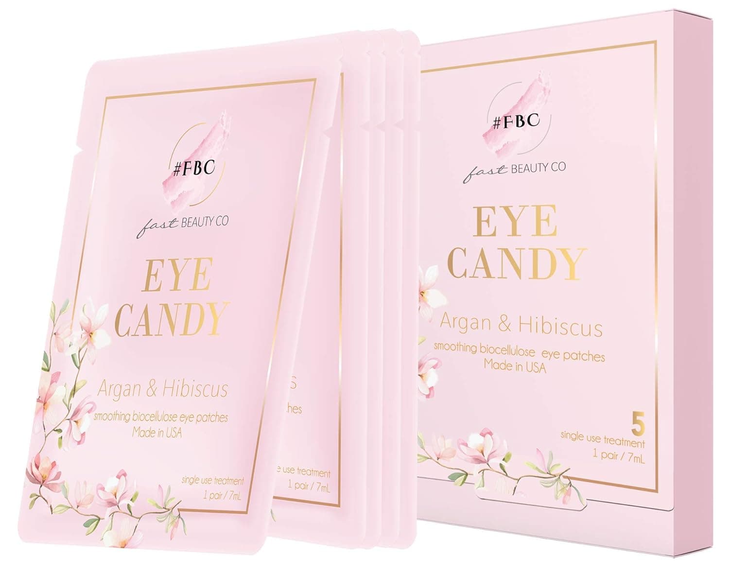 Fast Beauty Co. Eye Candy! 5 Pairs Smoothing Biocellulose Eye Patches With Argan & Hibiscus