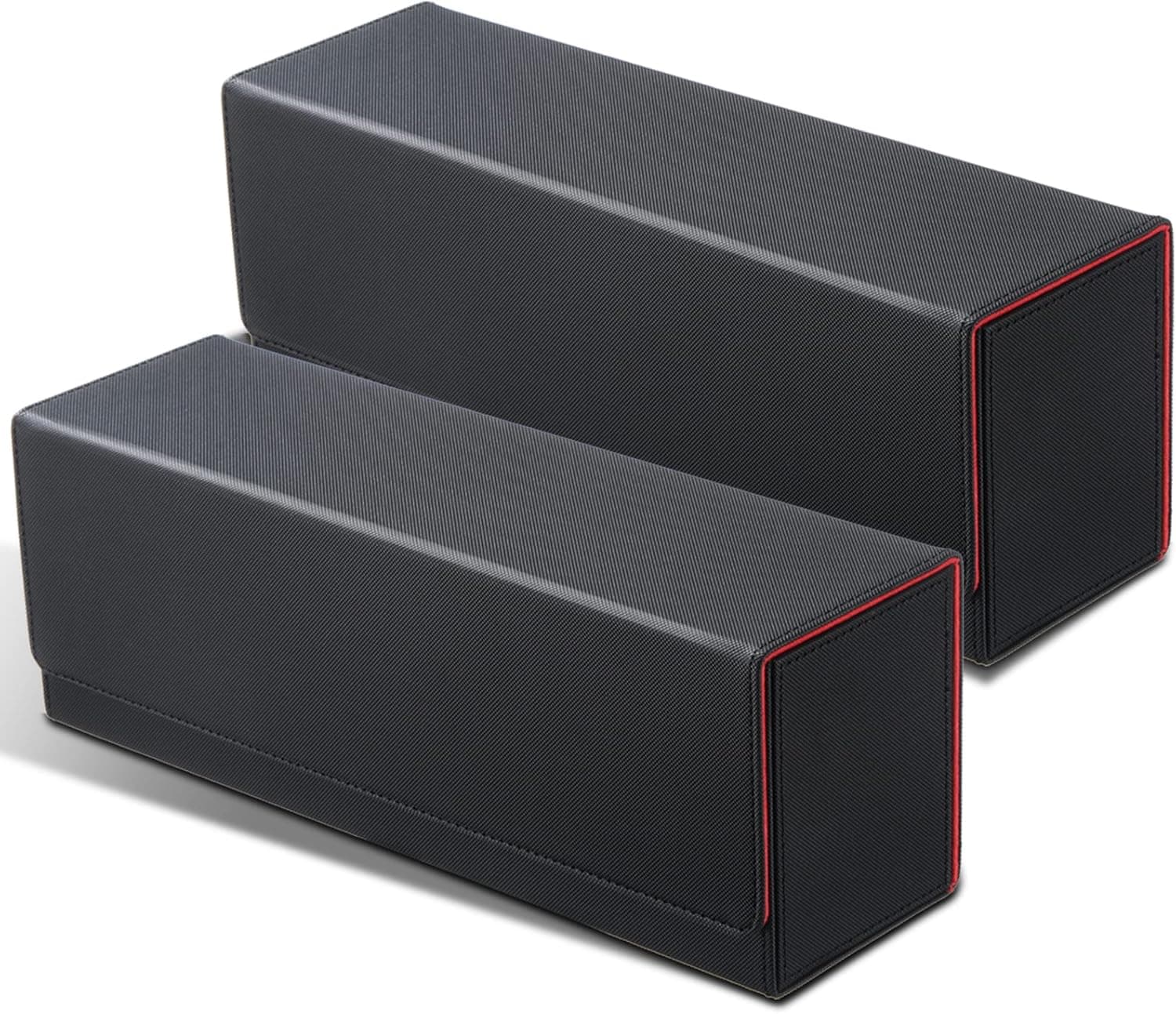 Weewooday 2 Pieces Deck Card Storage for 400+ Cards, Top Loader for Cards Deck Trading Cards Box Holding Compatible with TCG Top Loader MTG Storage Boxes for Baseball Play Cards (Black and Red)