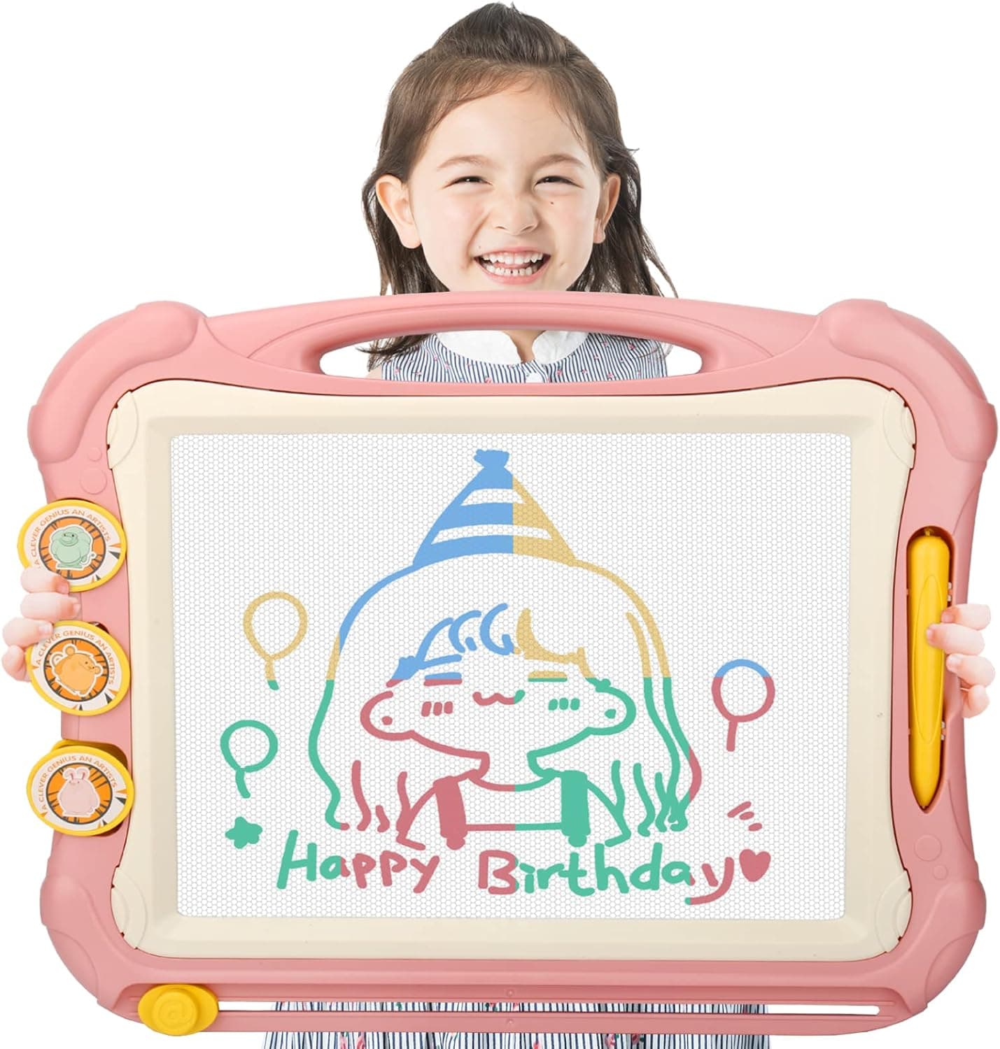 LZZAPJ Magnetic Drawing Board, Large Color Etch A Magnet Sketch Doodle for Toddlers, Learning Painting Writing Pad, Best Birthday Easter Gifts Toy for Kids Boys or Girls 3 4 5 6 7 Years Old (Pink)