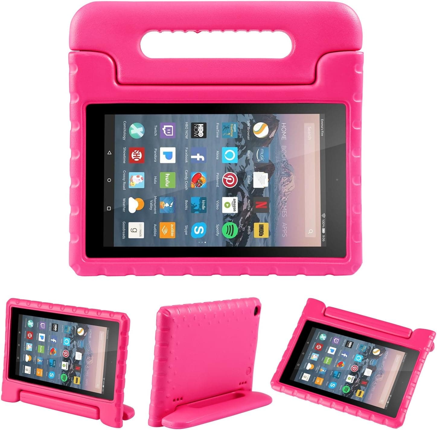 BELLESTYLE Shock Proof Case with Light Weight Convertible Handle Stand for Fire HD 8 Tablet (2016 6th Gen), Rose
