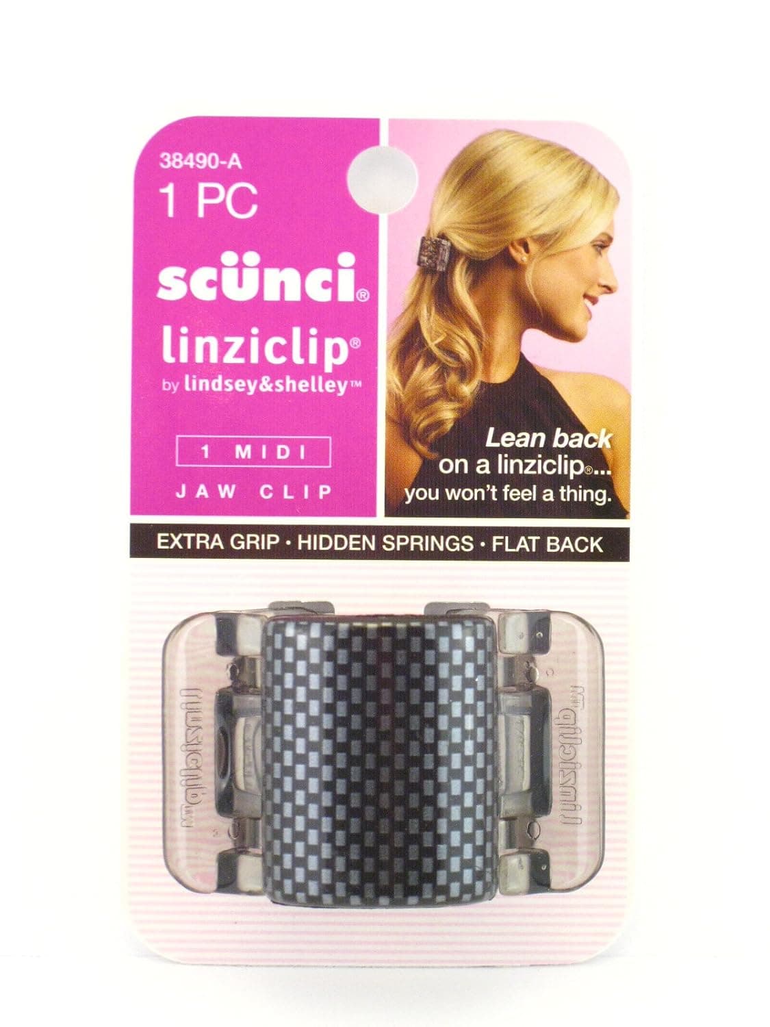 Scunci Linziclip Midi Jaw Hair Clip - 1 Piece (Black & Gray)