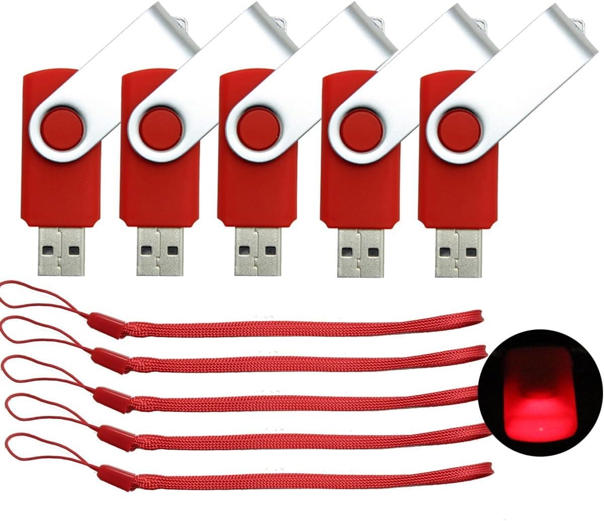 CaseBuy Bulk 256MB USB Flash Drive Stick with 5pcs Lanyards (256MB,Red)