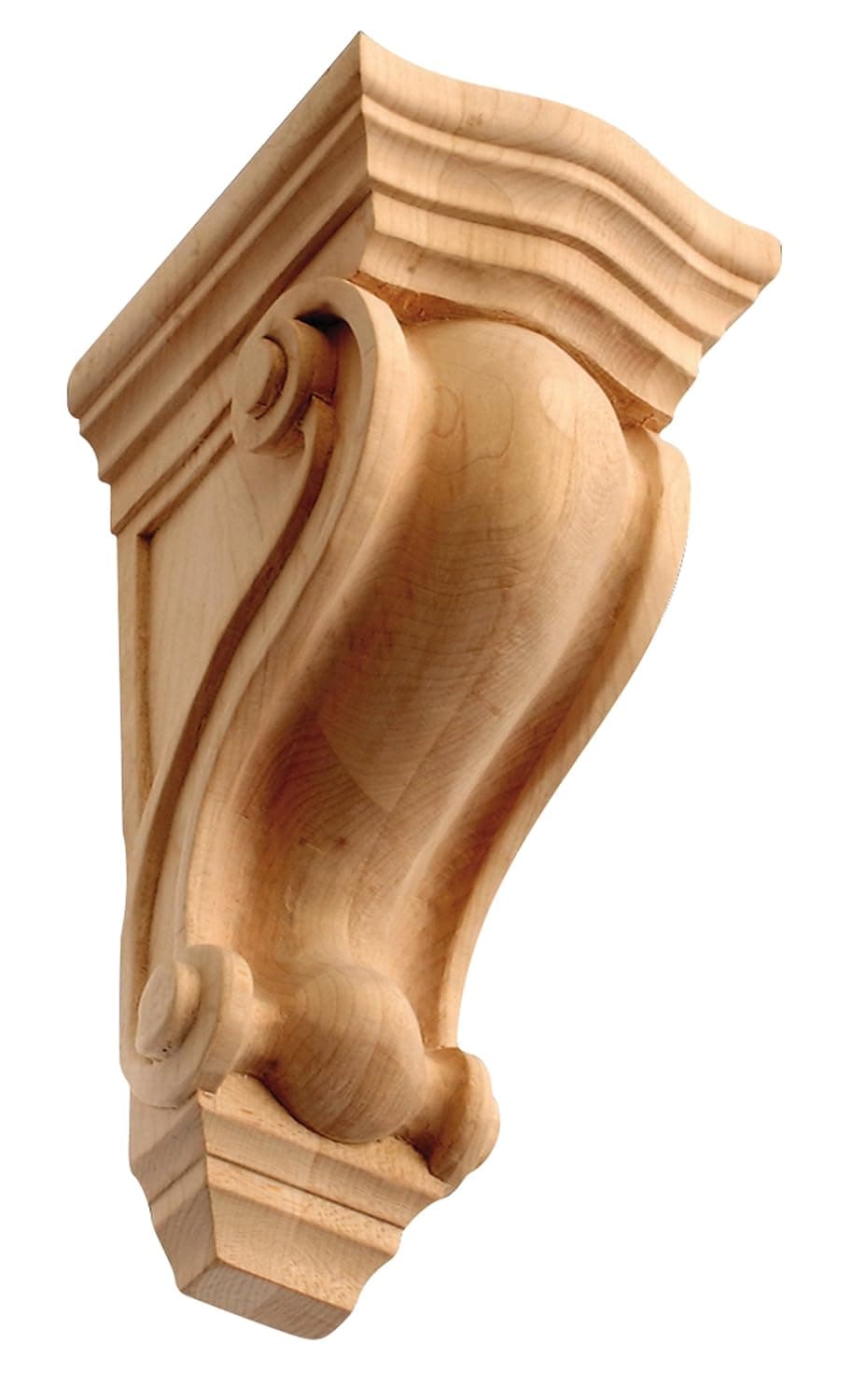 10-1/2" Hand-Carved Solid Maple Hardwood Ornamental Corbel IWW37-M