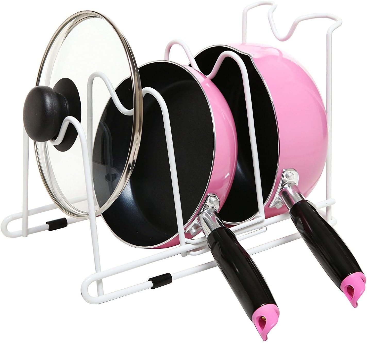 Adjustable 3 Slot Kitchen Counter Pan Organizer Shelf Rack / Cabinet Pantry Pot Lids Holder - MyGift