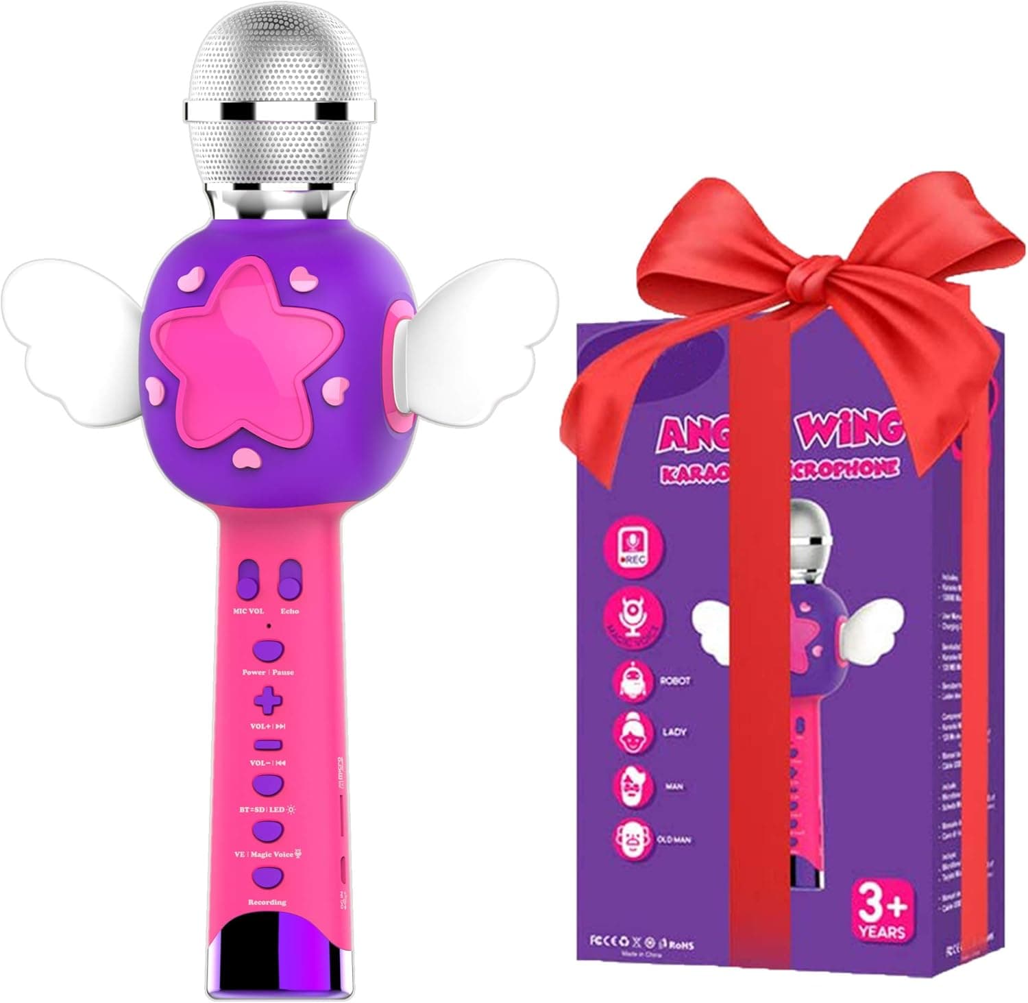 Microphone for Kids with Voice Changer, Toddler Kids Karaoke Singing Microphone Machine for Girls, 3-8 Year Old Gifts for Girls, Musical Toys for Toddlers Girls Age 3 4 5 6