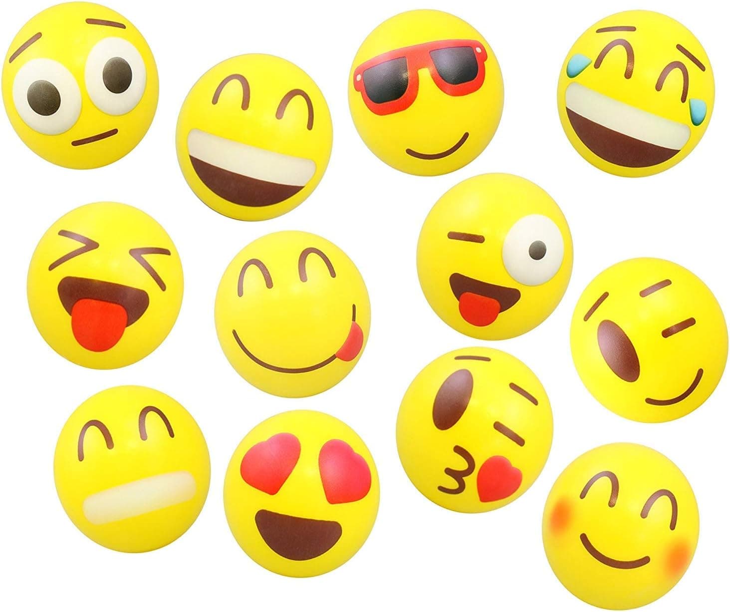 24 Colorful Emoji Stress Balls - Squishy, Squeezable Fidget Toy for Kids - High-Quality Materials for Lasting Use - Cool Squeeze Balls Improve Anxiety and ADHD - Great Party Favors or Classroom Toys