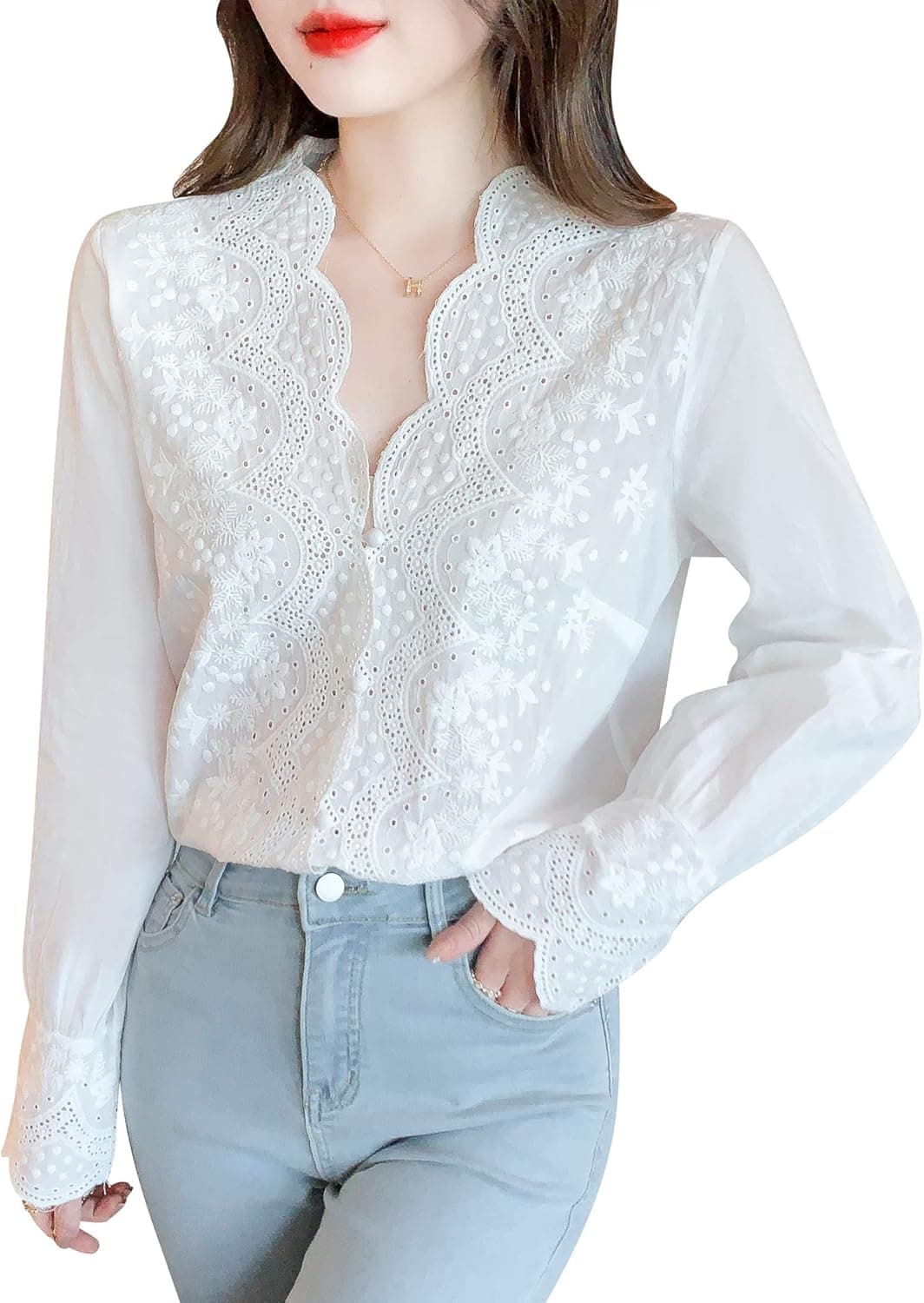 Women's New Season Fashion Print Blouse Long Sleeve Button up Shirt Top