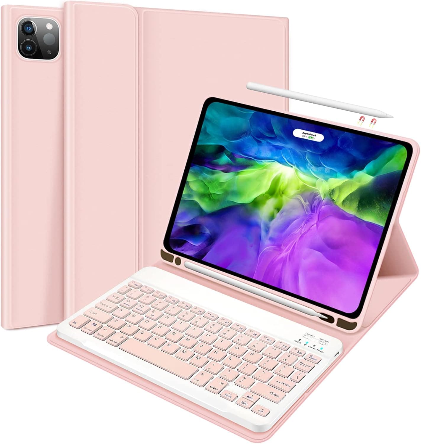 ABEIFAN 2022 iPad Pro 11 Case with Keyboard - Case for iPad Pro 11 2020/2021/2022 (2nd/3rd/4th Generation) with Detachable Wireless Keyboard - iPad Pro 11 inch case Keyboard with Pencil Holder (Pink)