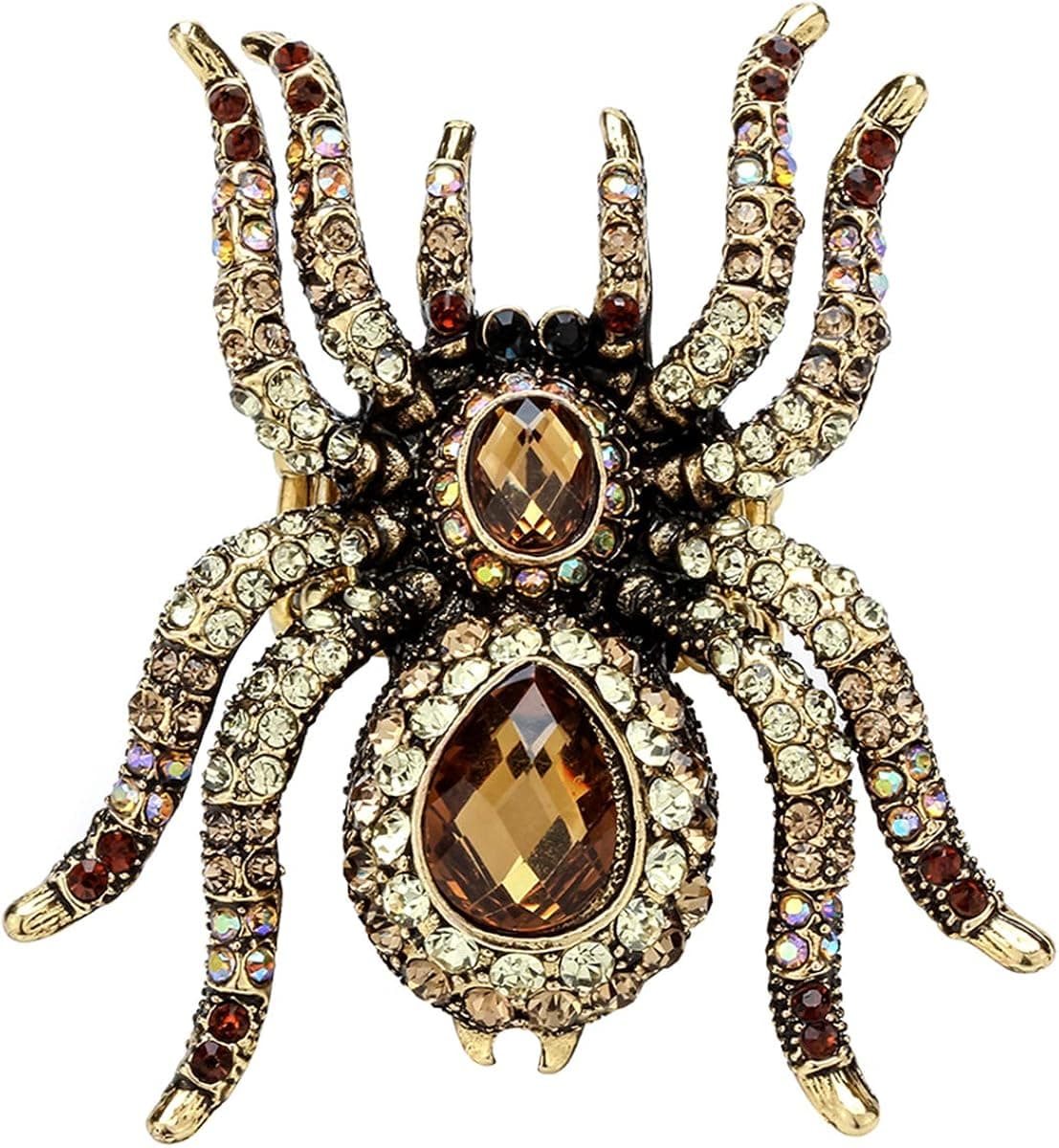 YACQ Women's Spider Stretch Rings Fit Finger Size 6.5 to 9 - Elastic Soft Band Perfect for Arthritis - Silk Scarf Holders - Lead & Nickle Free - 2-1/4 x 2-1/4 Inches - Halloween Costume Accessories