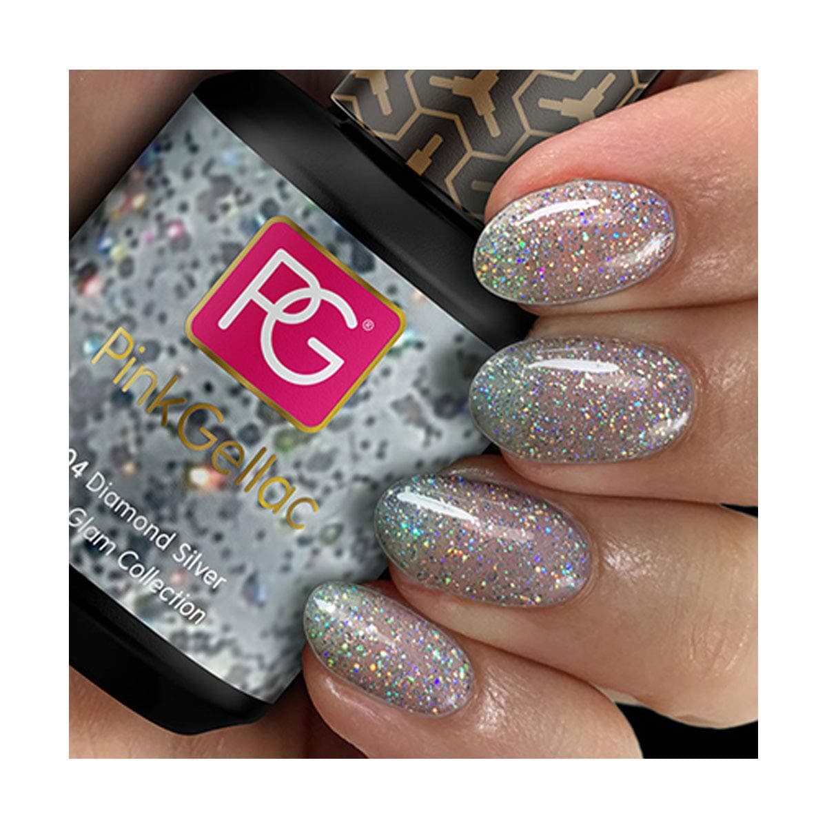 Pink Gellac 204 Diamond Silver UV / LED Gel Polish